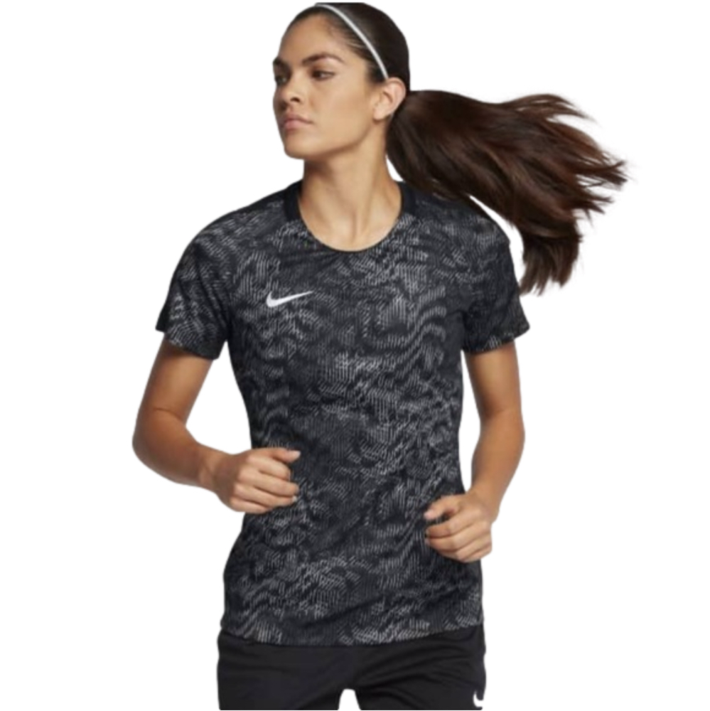 NEW! NIKE Womens Short Sleeve Dry Academy‎ top SMALL black / grey athletic